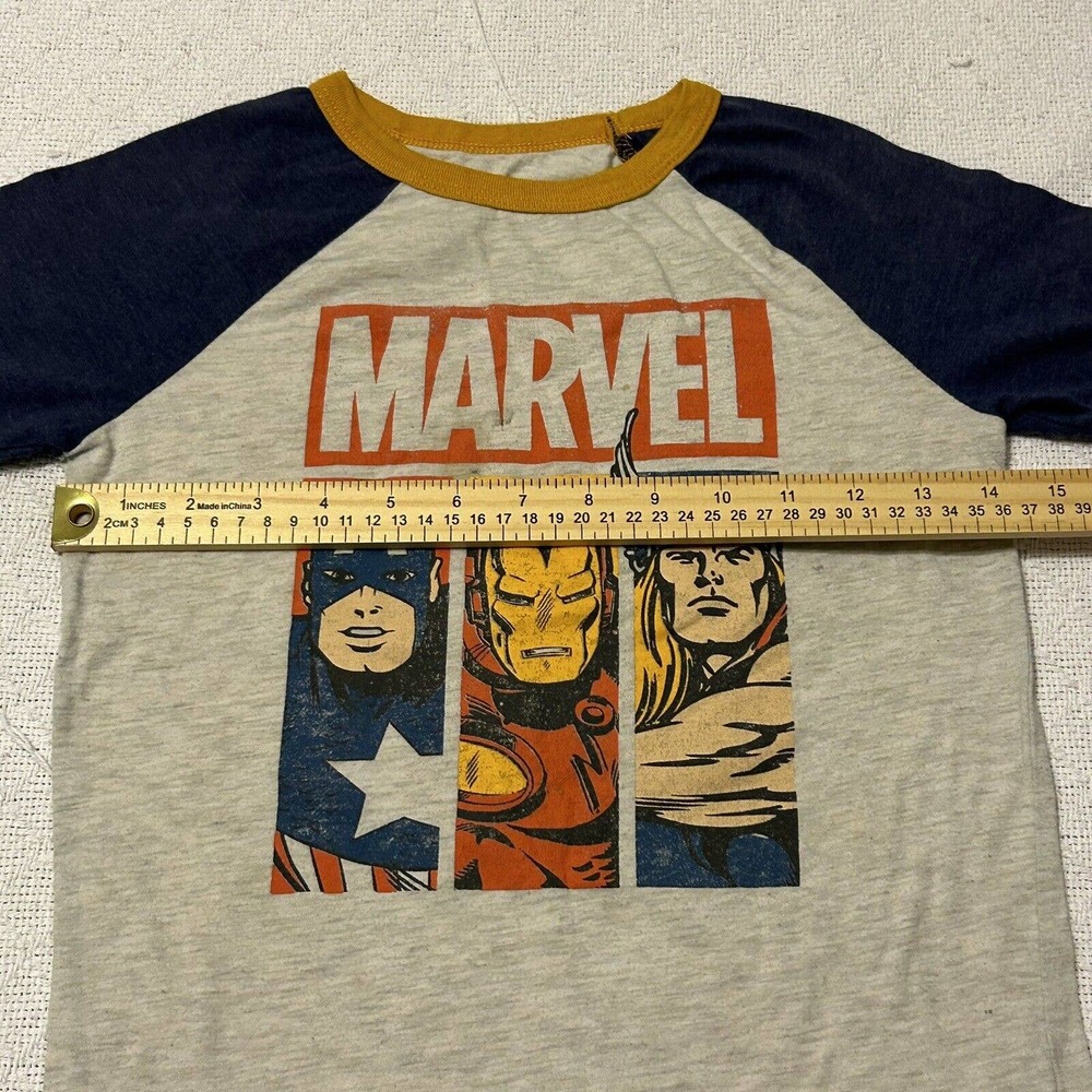 Marvel Superhereos Boys Size 8 Gray T-shirt Capt. America, Iron man, Thor - Picture 6 of 11